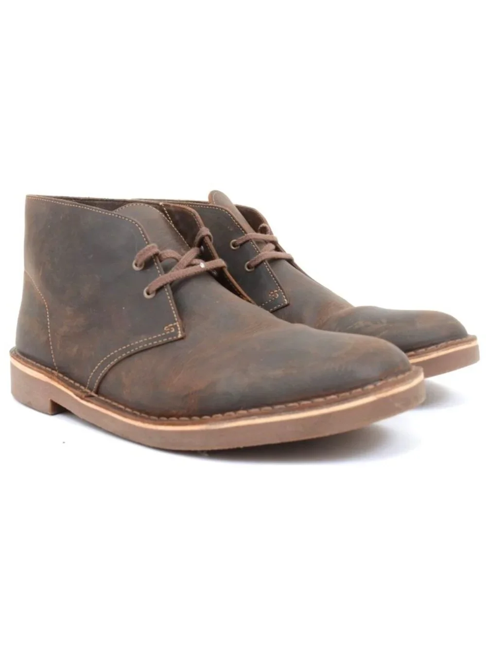 NEW Clarks Shepton Mens 10.5 WIDE Leather Lace-Up Comfort Chukka Boot Preppy